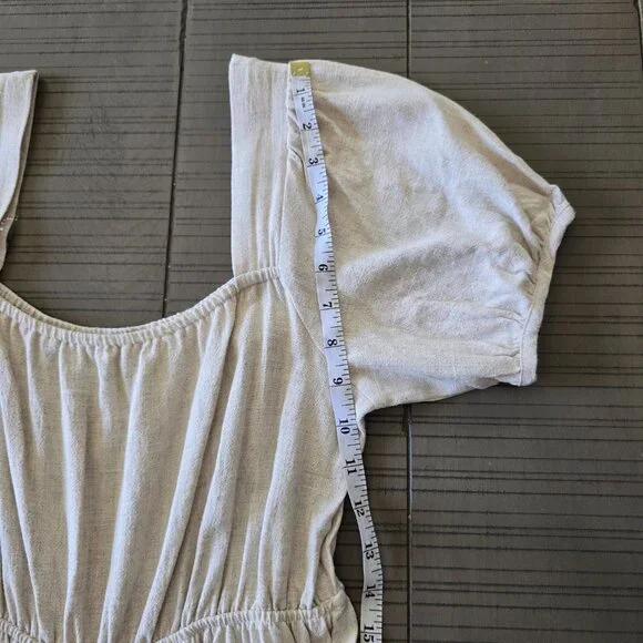 HYFVE - Neutral Puff Sleeve Wide Leg Jumpsuit - Size Small - Picture 9 of 13